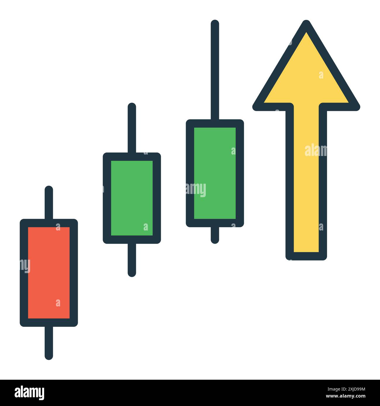 Cryptocurrency Candlestick Up Trend vector concept colored icon or ...