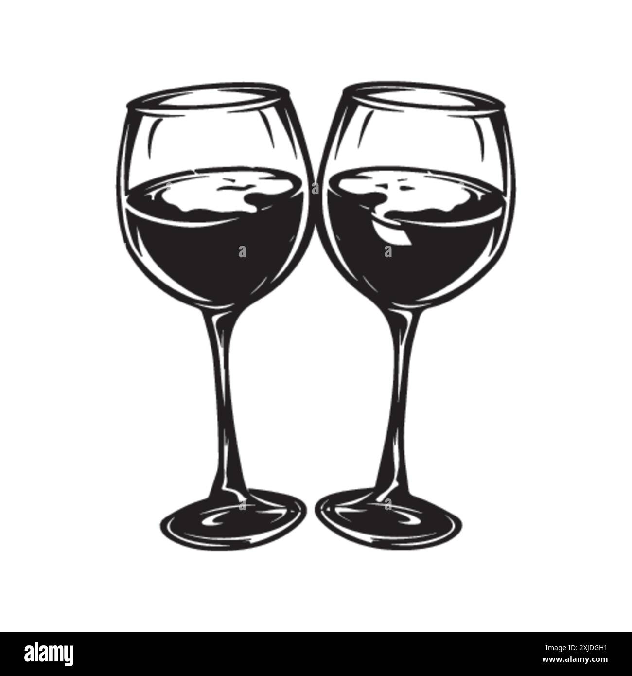 Wine glass icon black Black and White Stock Photos & Images - Alamy
