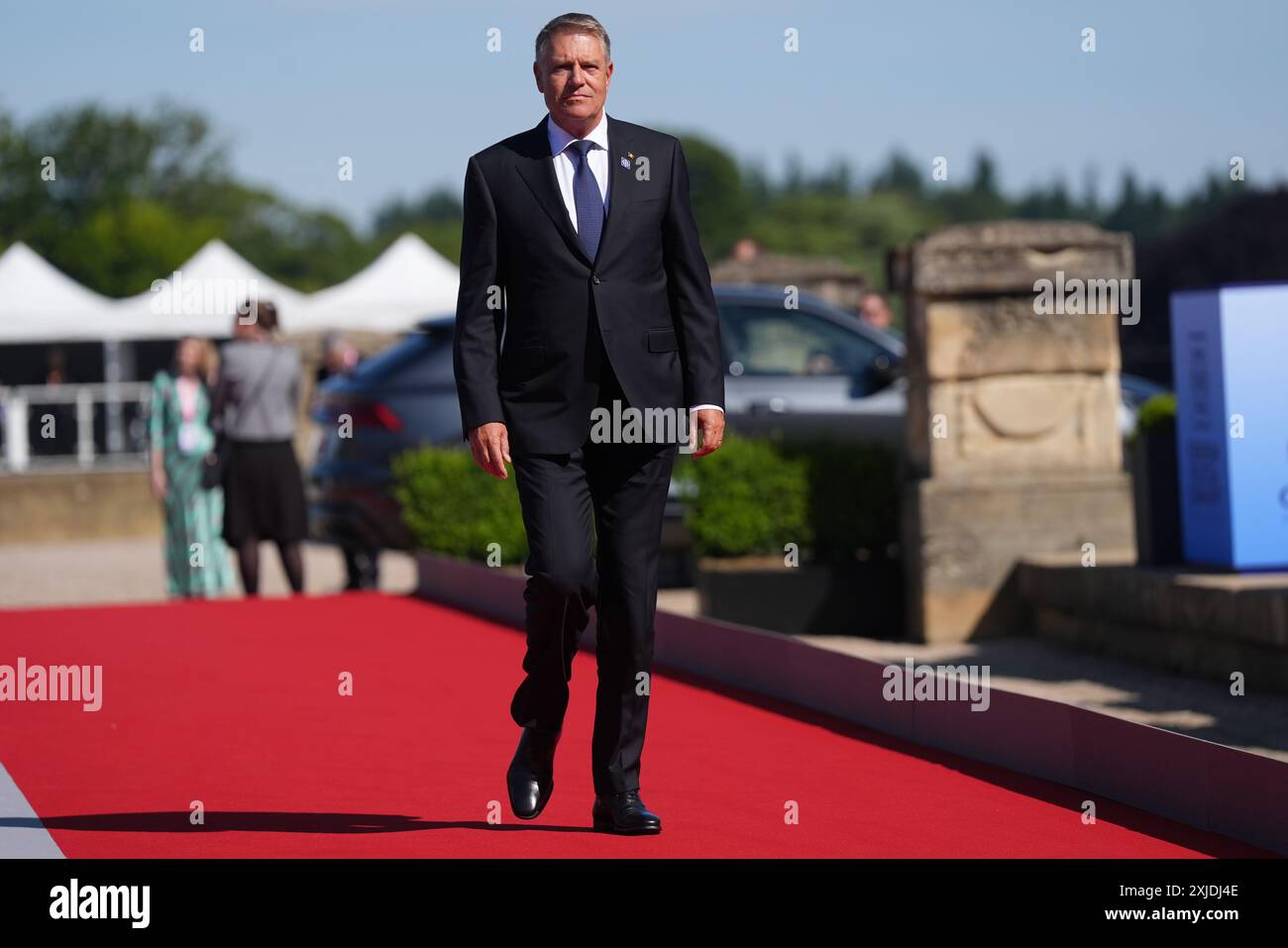 President of Romania Klaus Iohannis arrives to attend the European Political Community summit at Blenheim Palace in Woodstock, Oxfordshire. Picture date: Thursday July 18, 2024. Stock Photo