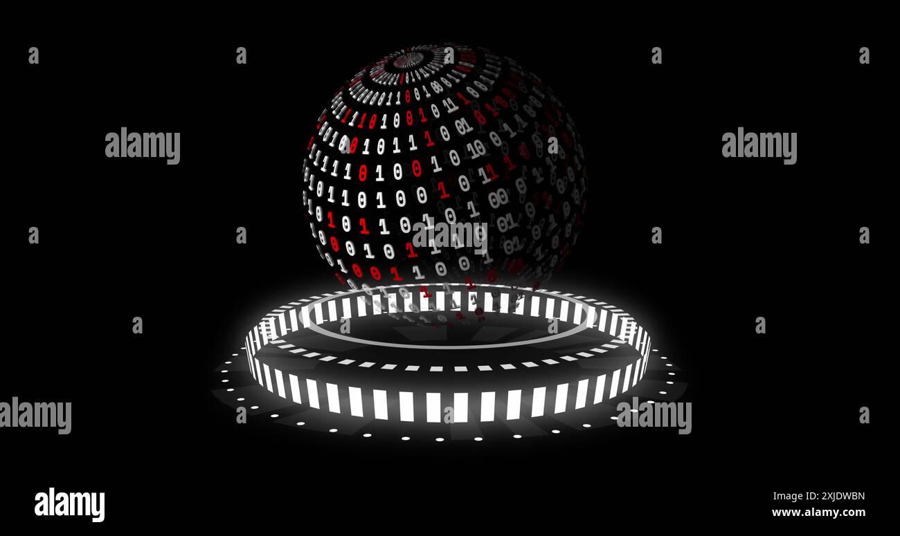 Image of binary coding data processing over globe Stock Photo - Alamy