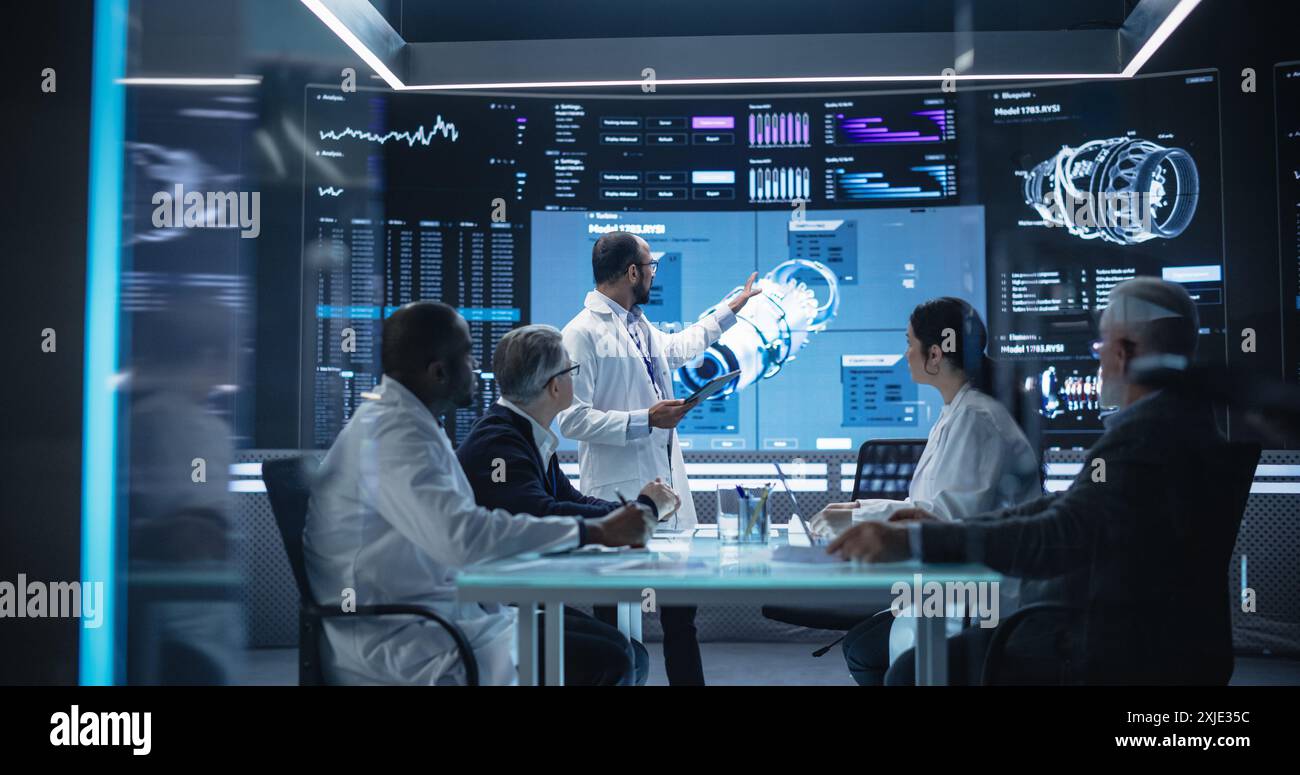 Team of Industrial Engineers Having a Meeting in a Research and ...
