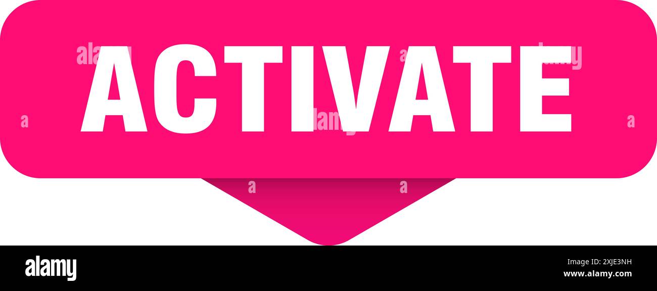activate sticker. activate sign on transparent background. rectangular ...