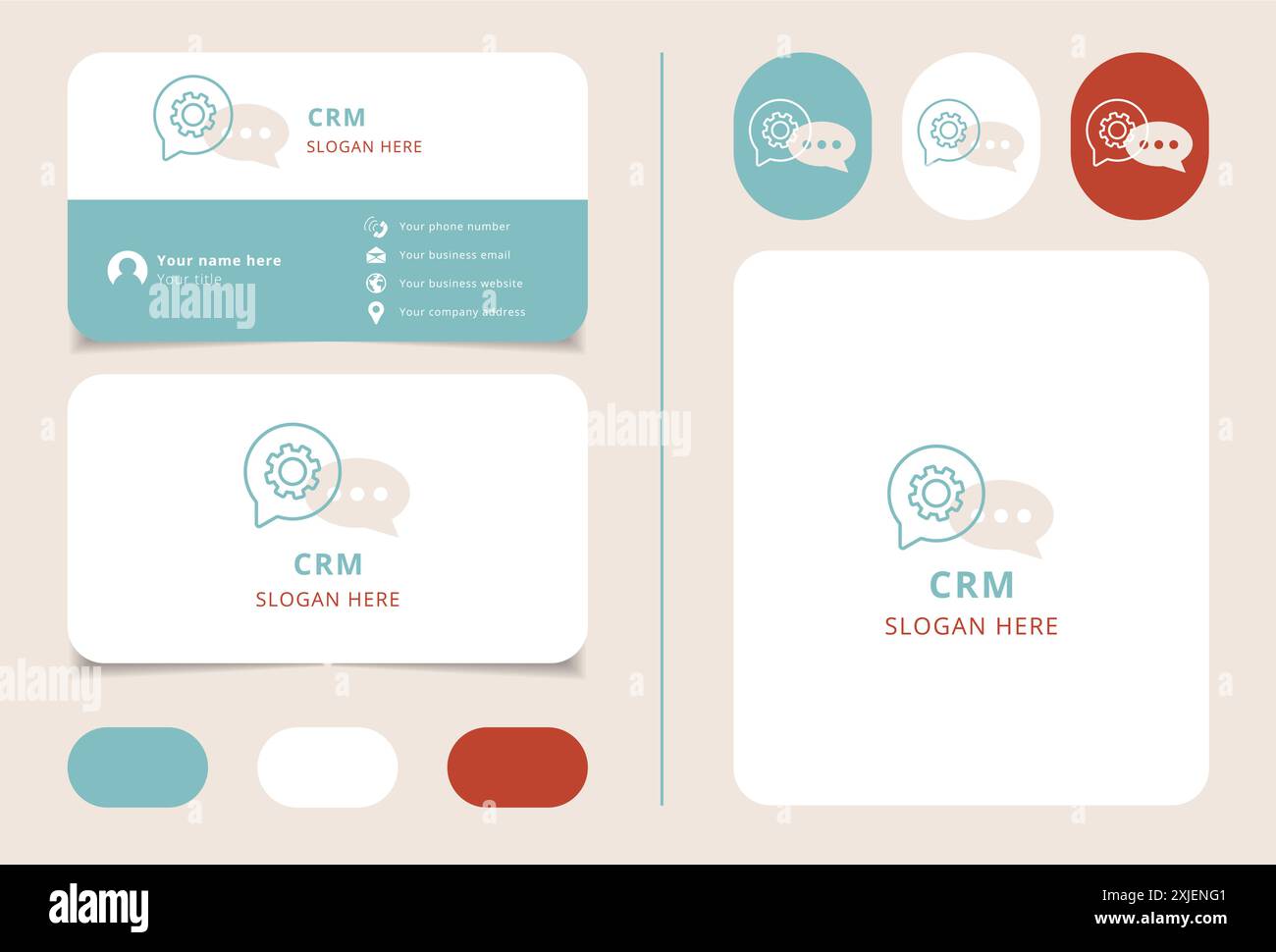Crm system logo concept featuring chat bubble and gear Stock Vector
