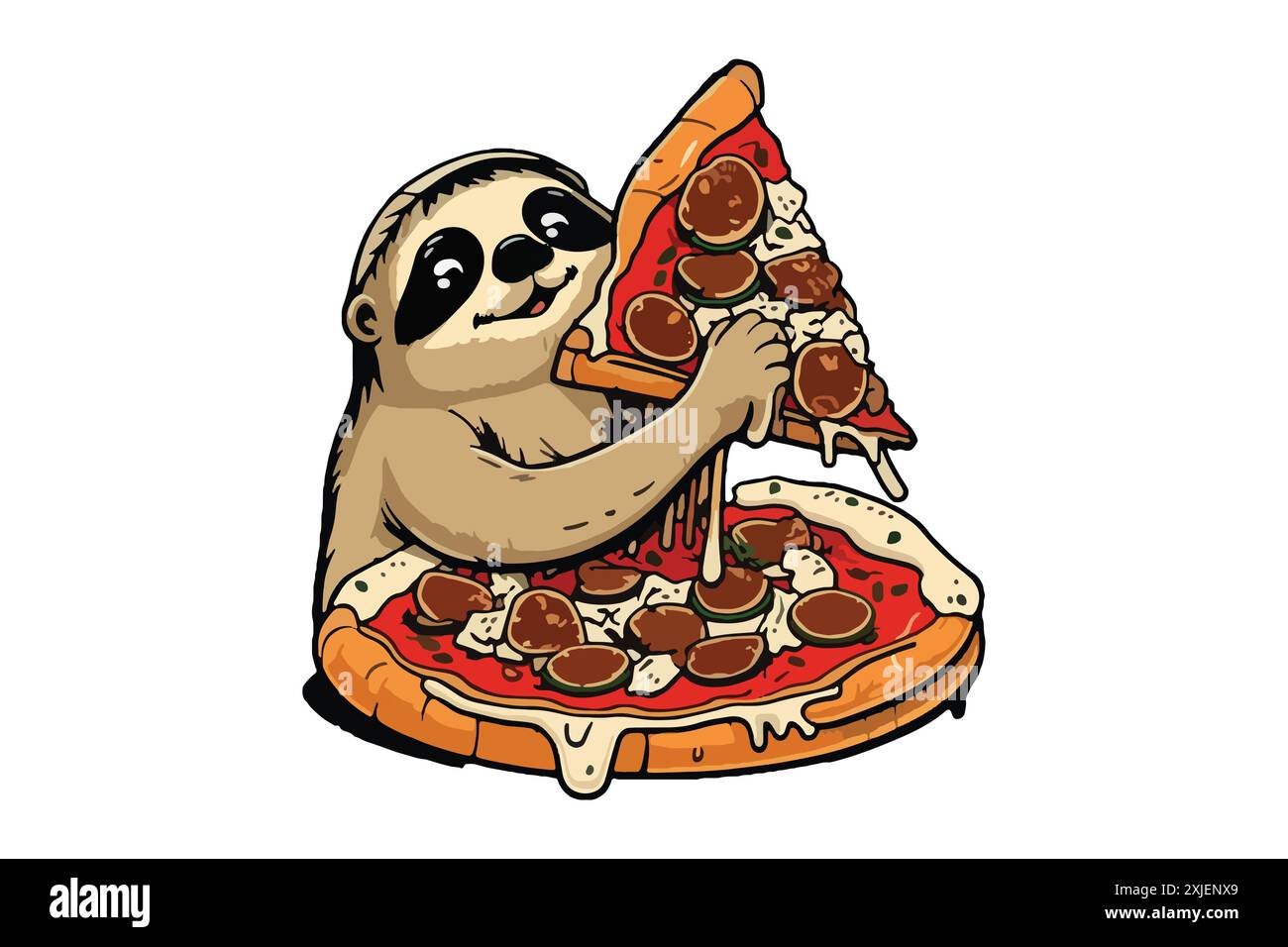 Sloth Eating Pizza Vector Stock Vector Image & Art - Alamy