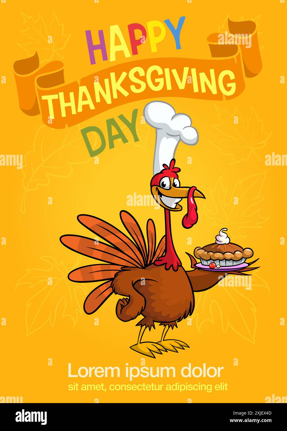 Cartoon happy cute thanksgiving turkey bird. Vector illustration ...