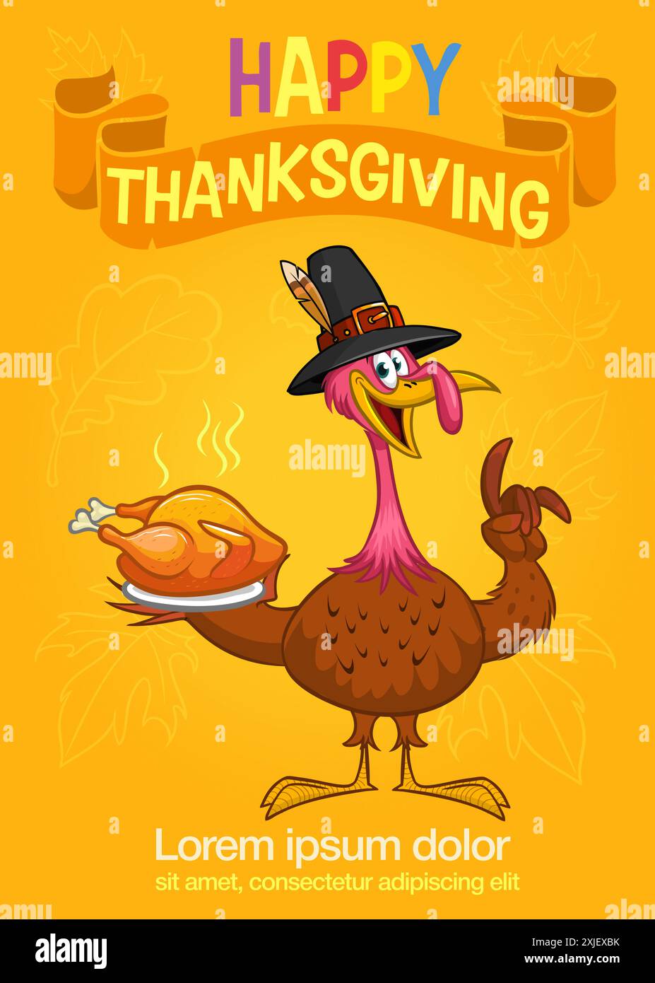 Cartoon happy cute thanksgiving turkey bird. Vector illustration ...