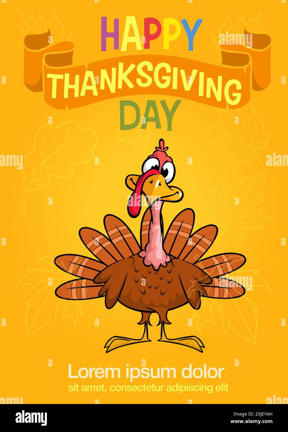Cartoon happy cute thanksgiving turkey bird. Vector illustration ...