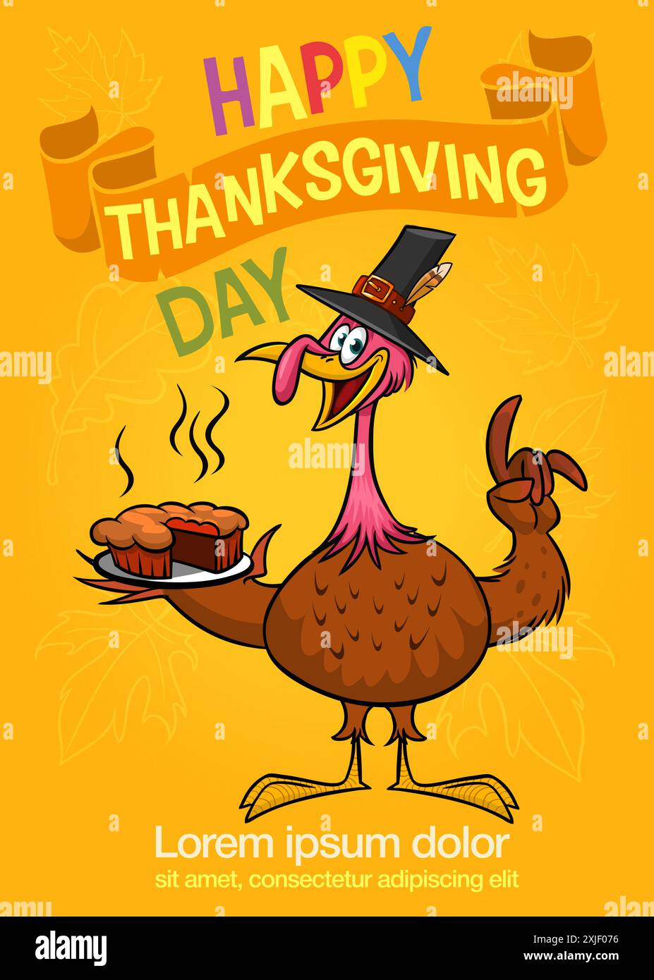 Cartoon happy cute thanksgiving turkey bird. Vector illustration ...