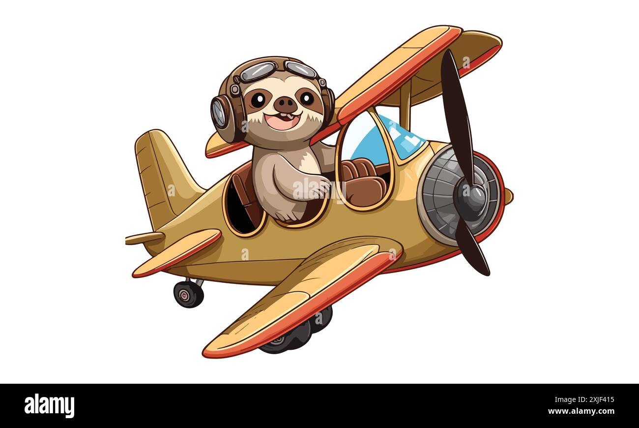 Sloth Riding A Plane Vector Illustration Stock Vector Image & Art - Alamy