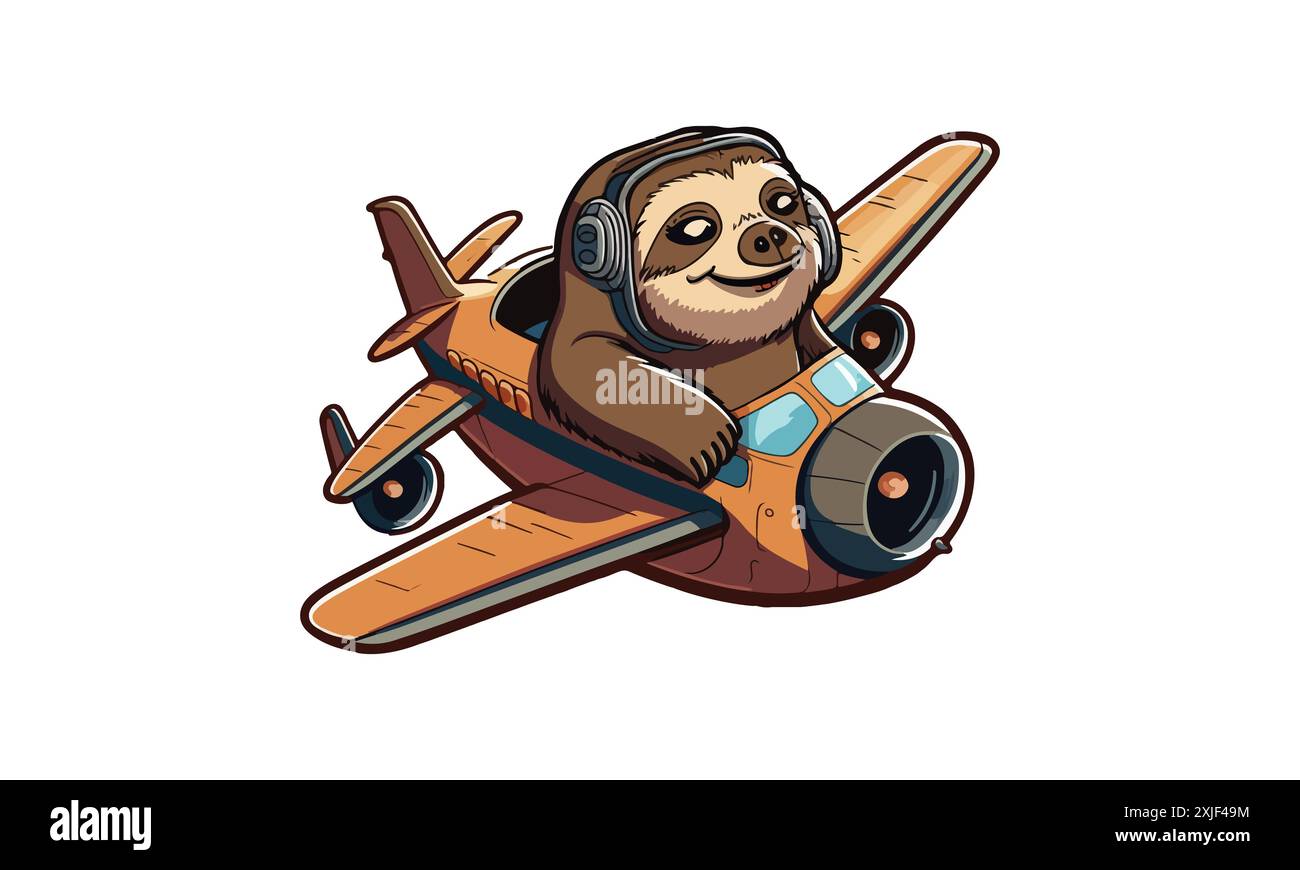 Sloth Riding A Plane Vector Illustration Stock Vector Image & Art - Alamy