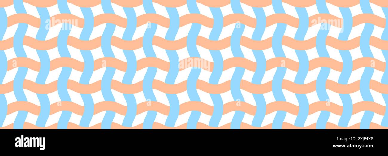 Vector seamless pattern. Wavy lines like fabric ornament Modern stylish texture. Hand drawn trendy flat style Geometric texture. Peach fuzz and blue colors wavy lines. Vector illustration Stock Vector