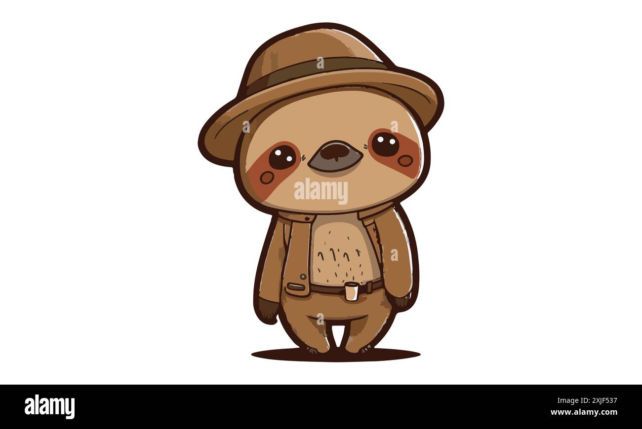Sloth Wearing A Hat Vector Illustration Stock Vector Image & Art - Alamy