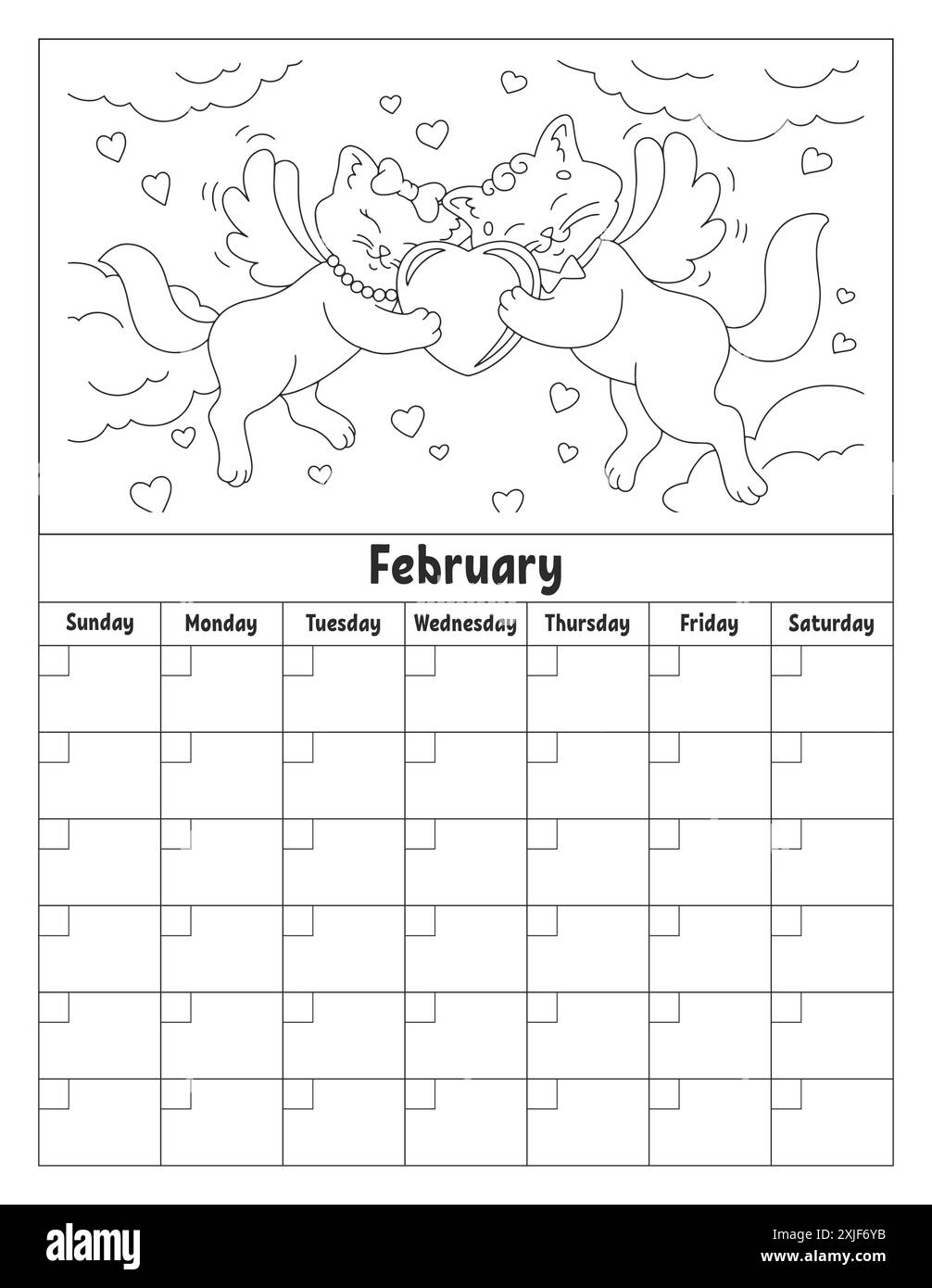 Kitty coloring sheet Black and White Stock Photos & Images - Alamy