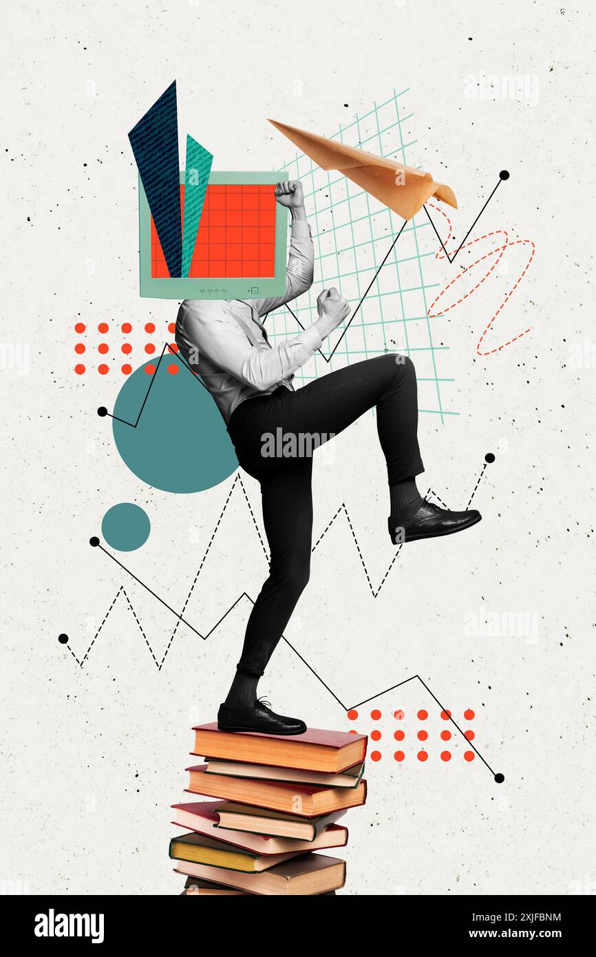 Composite trend artwork 3D sketch collage of caricature young man ...