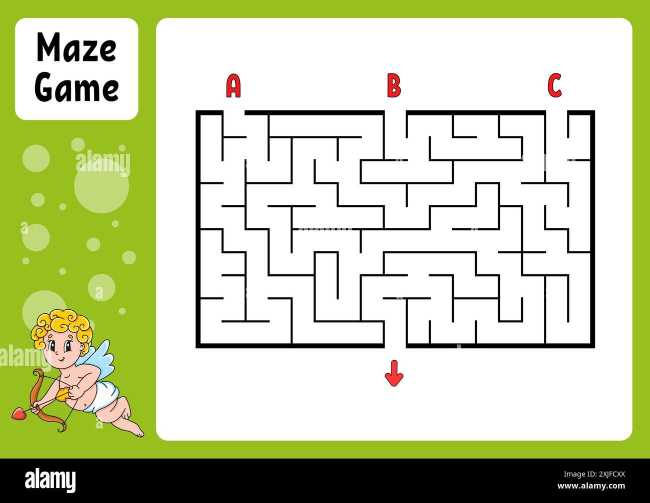 Retangle Merc Path Rectangle maze. Game for kids. Three entrances, one exit. Education ...
