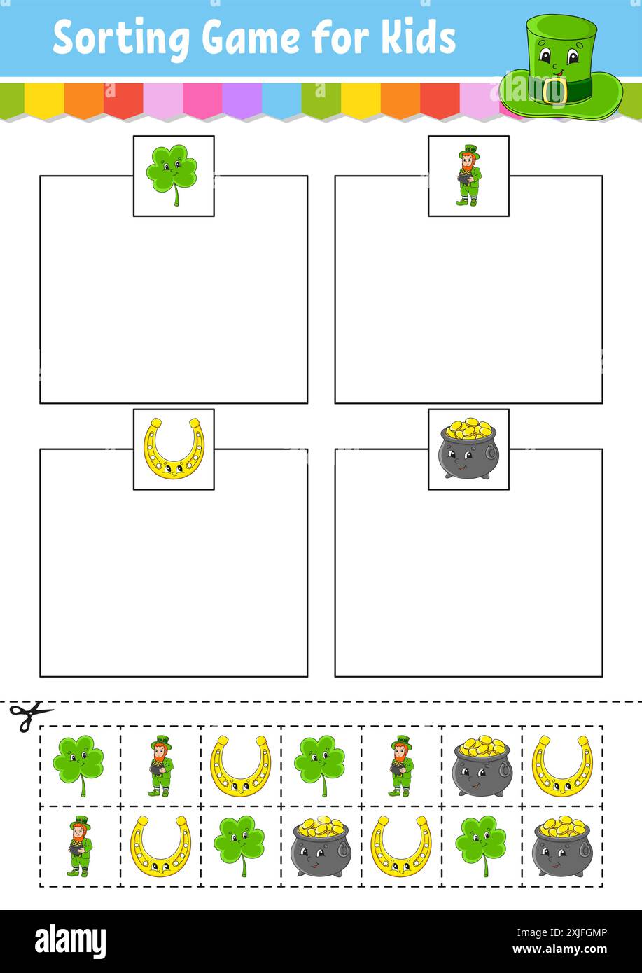 Sorting game for kids. Cut and glue. Education developing worksheet ...