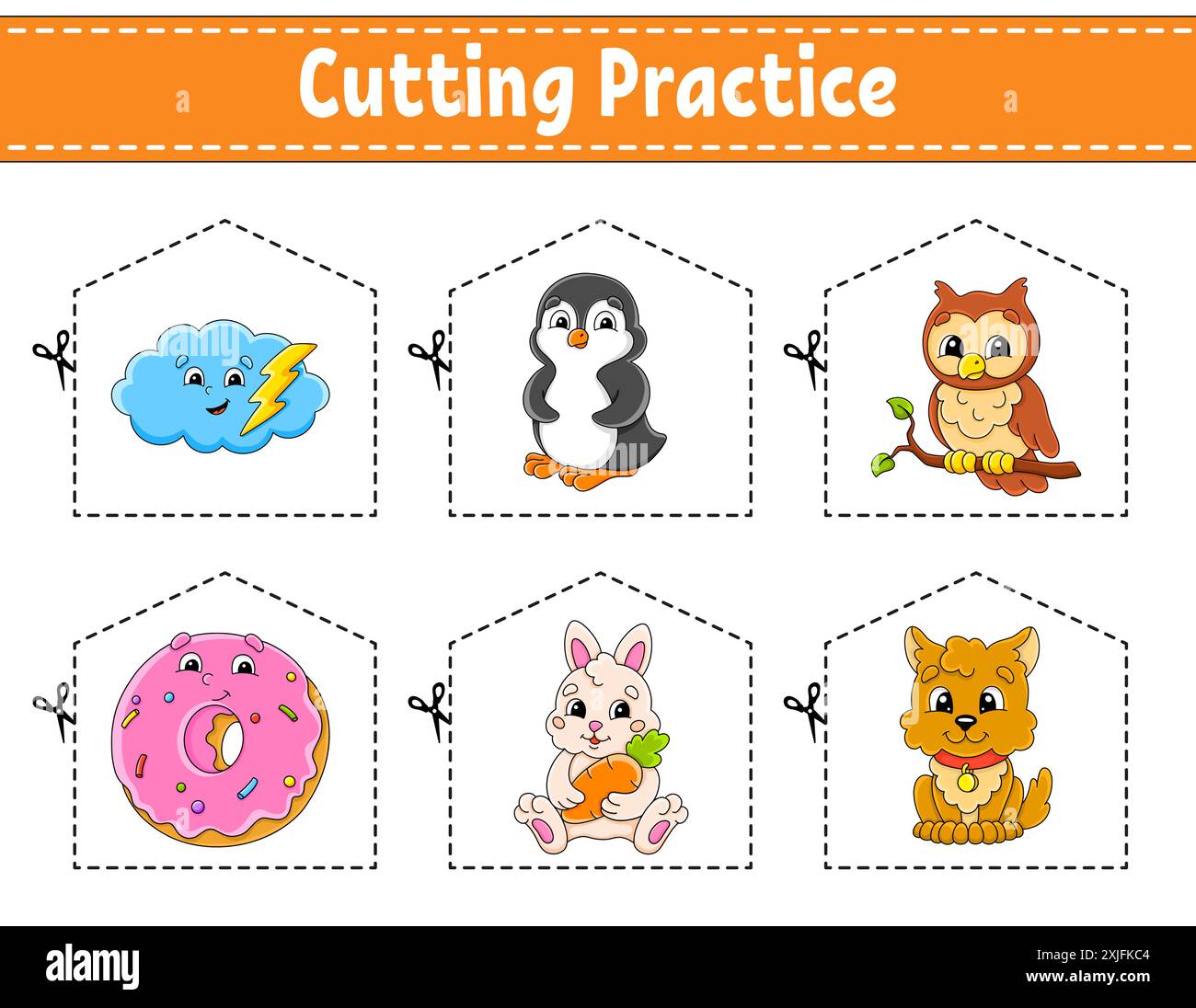 Cutting practice for kids. Education developing worksheet. Activity ...