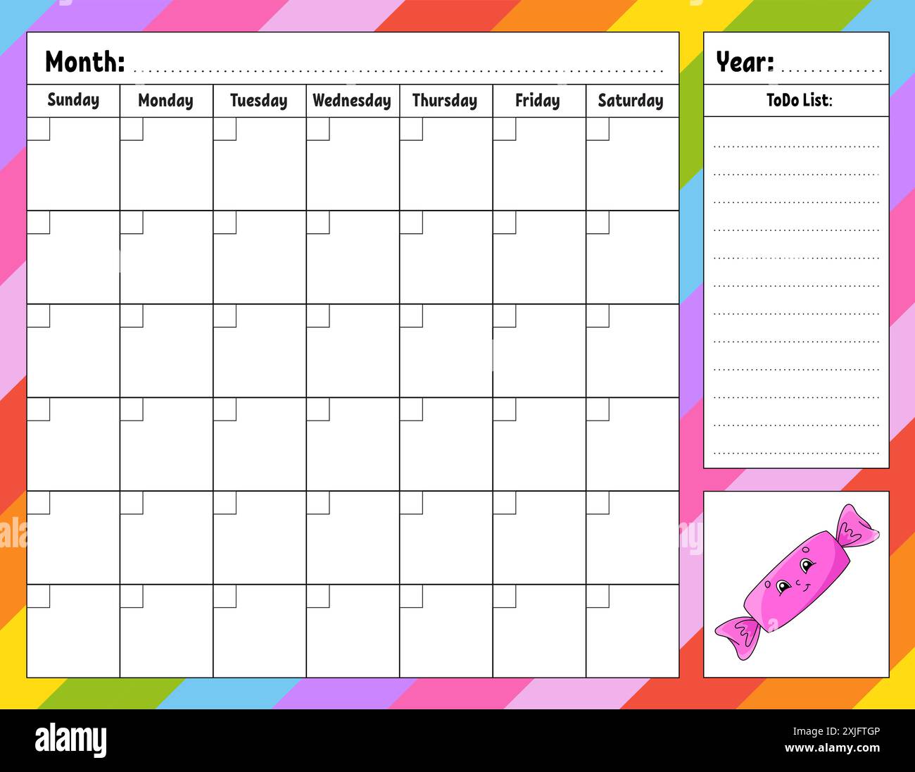 Weekly planner. Bright colorful blank printable template. Vector ...
