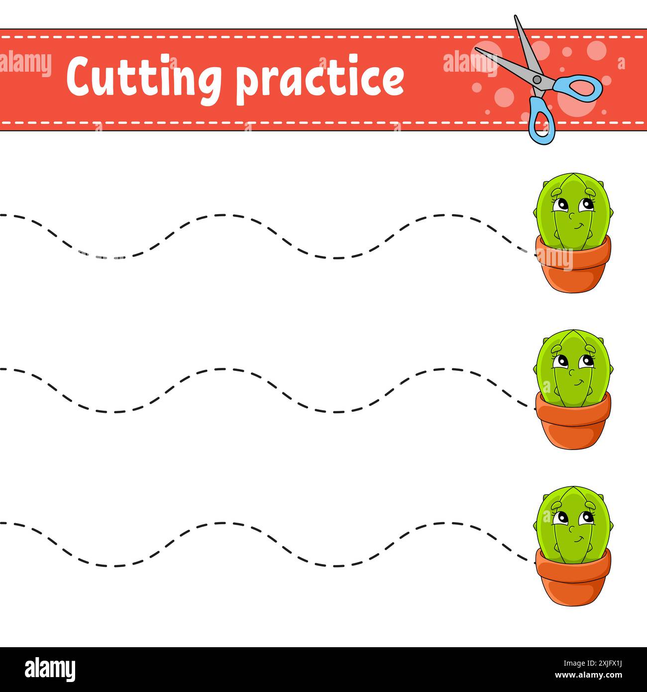 Cutting practice for kids. Education developing worksheet. Activity ...