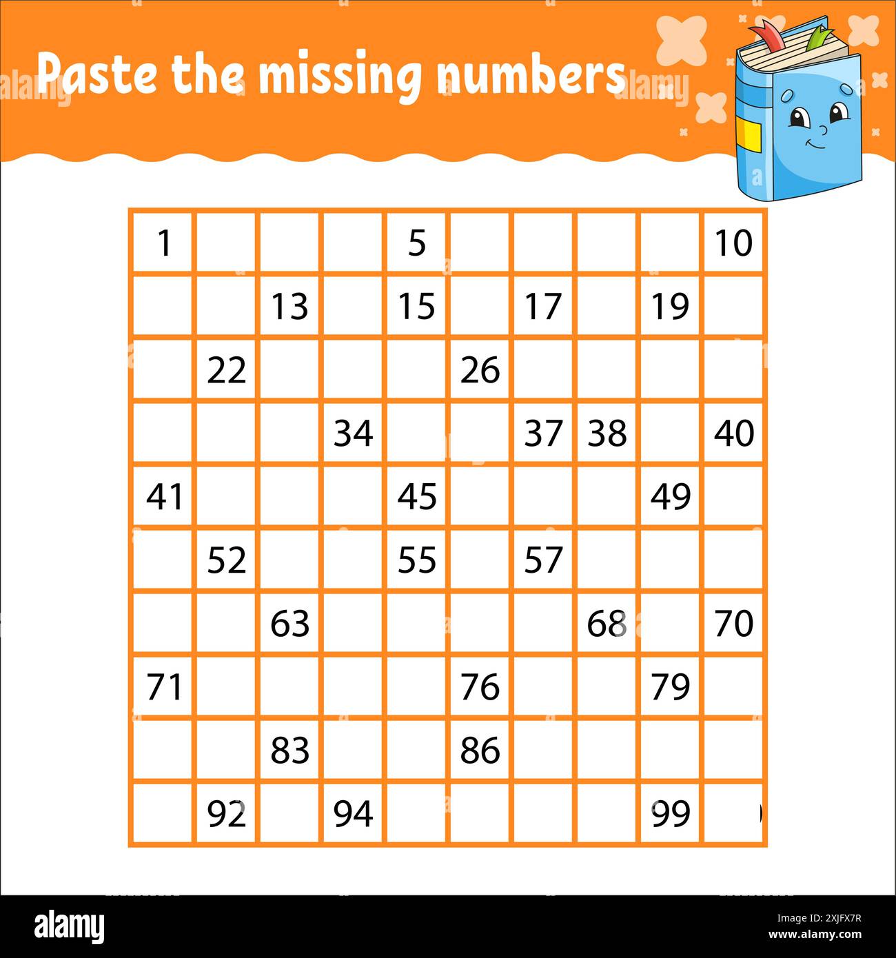 Paste the missing numbers from 1 to 100. Handwriting practice. Learning ...