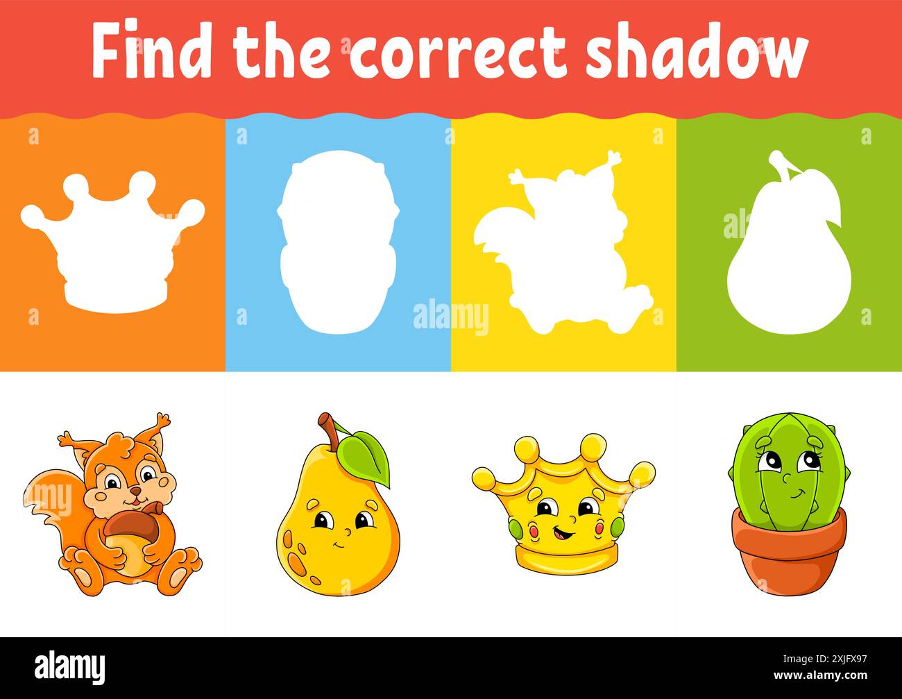 Find the correct shadow. Education worksheet. Matching game for kids ...