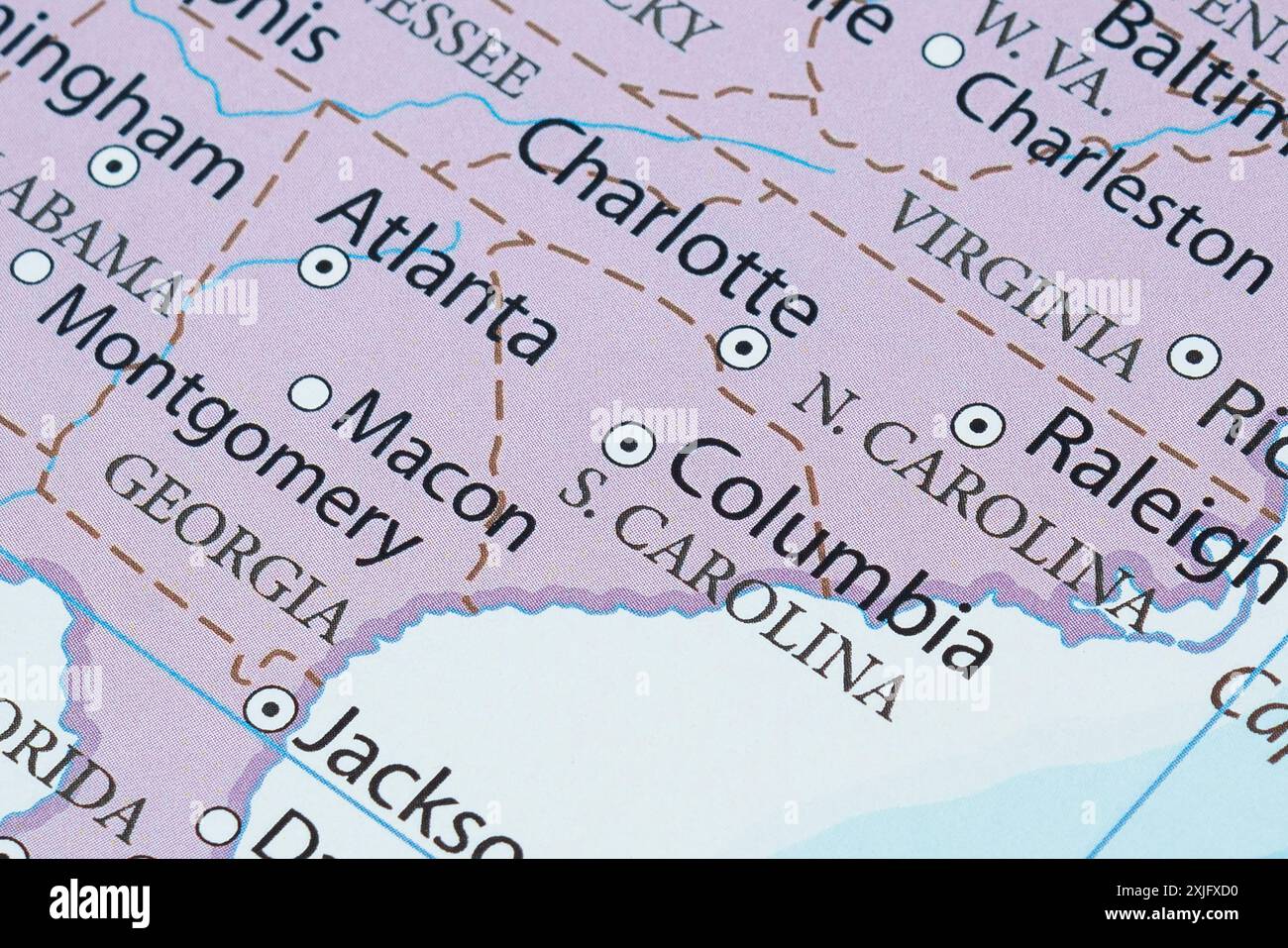 Macro Photography Of South Carolina State Of United States Of America Macro Photography Of South Carolina State Of United States Of America Political Map With Most Important Cities And Frontiers 2XJFXD0 