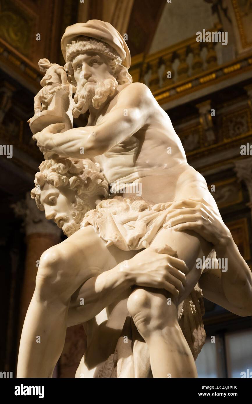 Rome, Italy - 28 December 2023: Galleria Borghese museum - Aeneas, Anchises and Ascanius by Gian Lorenzo Bernini, 1619 - white marble Stock Photo