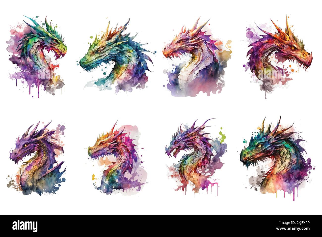Dragon Watercolor vector illustration Stock Vector Image & Art - Alamy