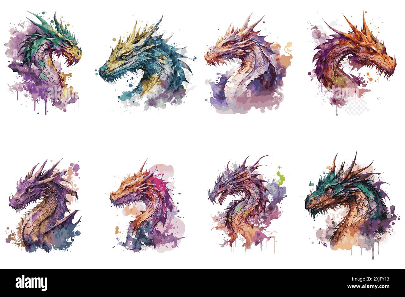 Dragon Watercolor vector illustration Stock Vector Image & Art - Alamy