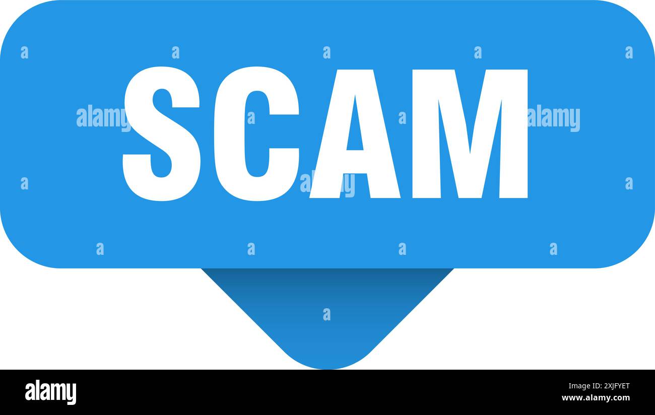 scam sticker. scam sign on transparent background. rectangular button Stock Vector