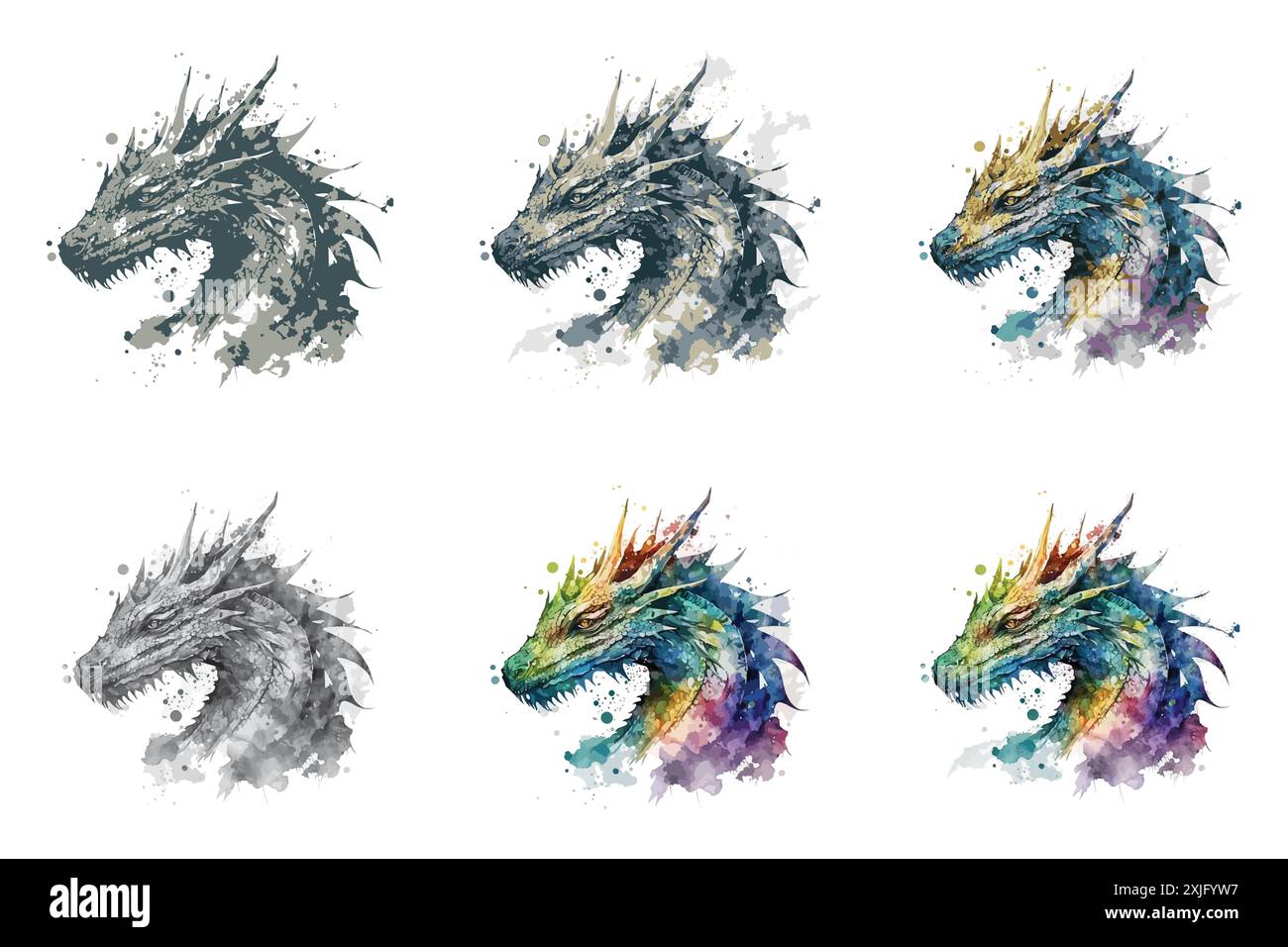 Dragon Watercolor vector illustration Stock Vector Image & Art - Alamy