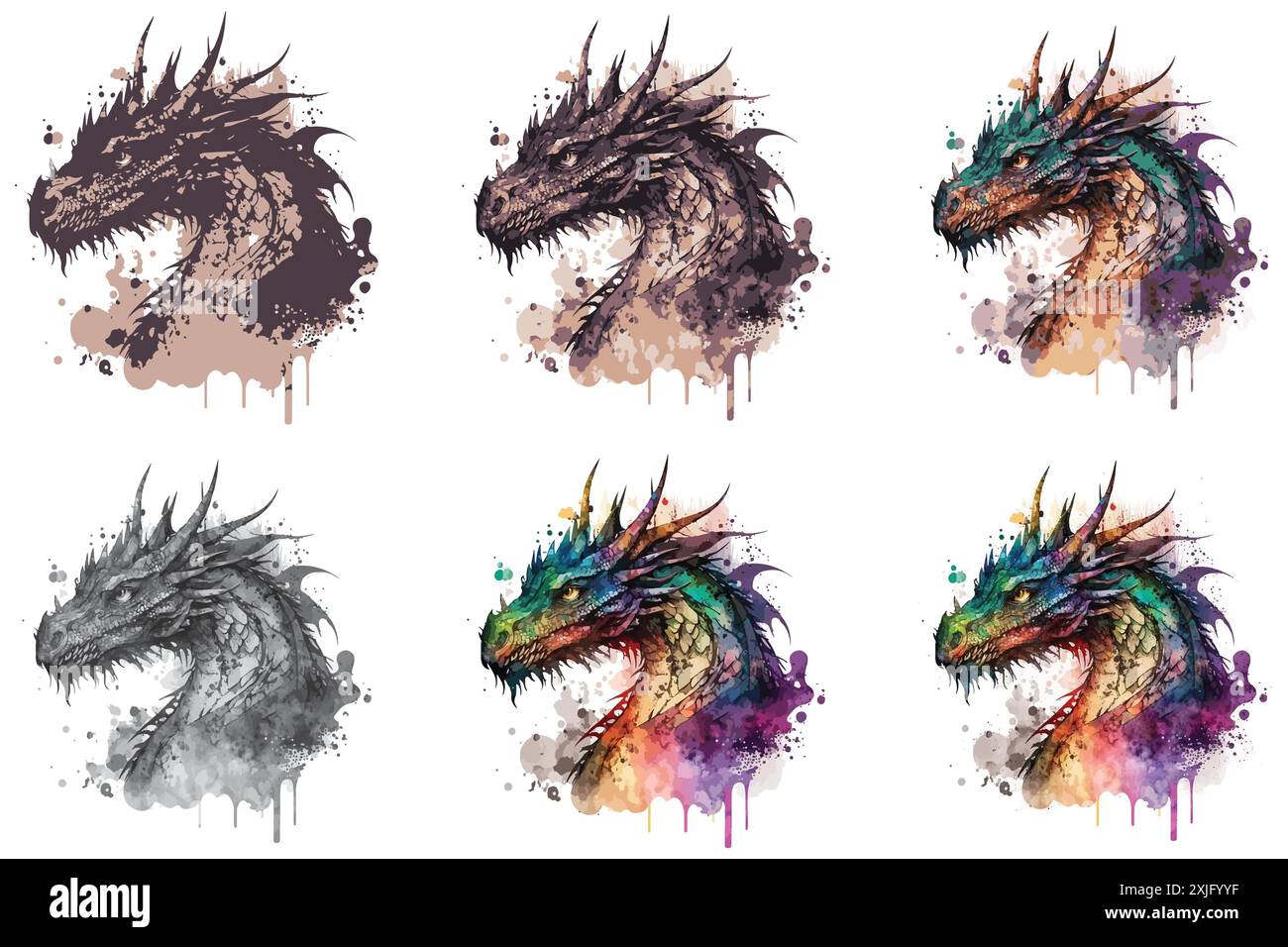 Dragon Watercolor vector illustration Stock Vector Image & Art - Alamy