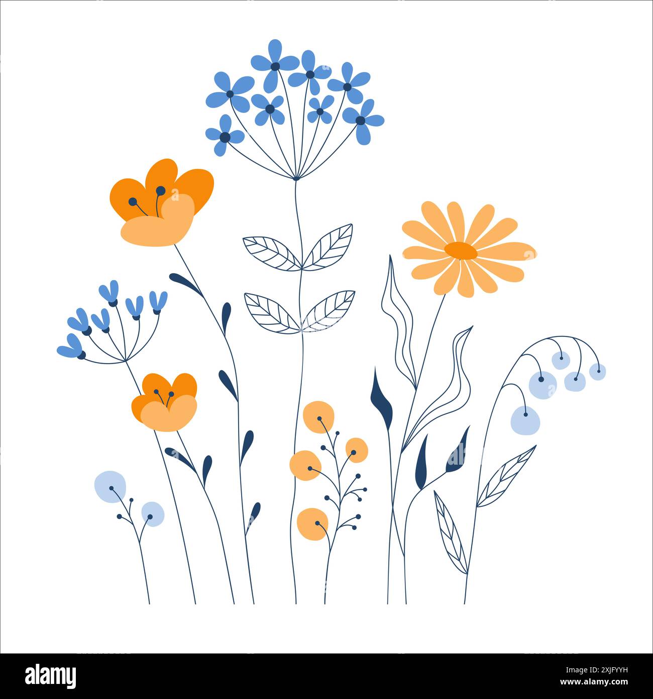 Summer meadow plants vector seamless border pattern. Floral field in ...