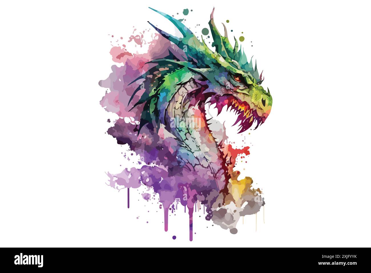 Dragon Watercolor vector illustration Stock Vector Image & Art - Alamy