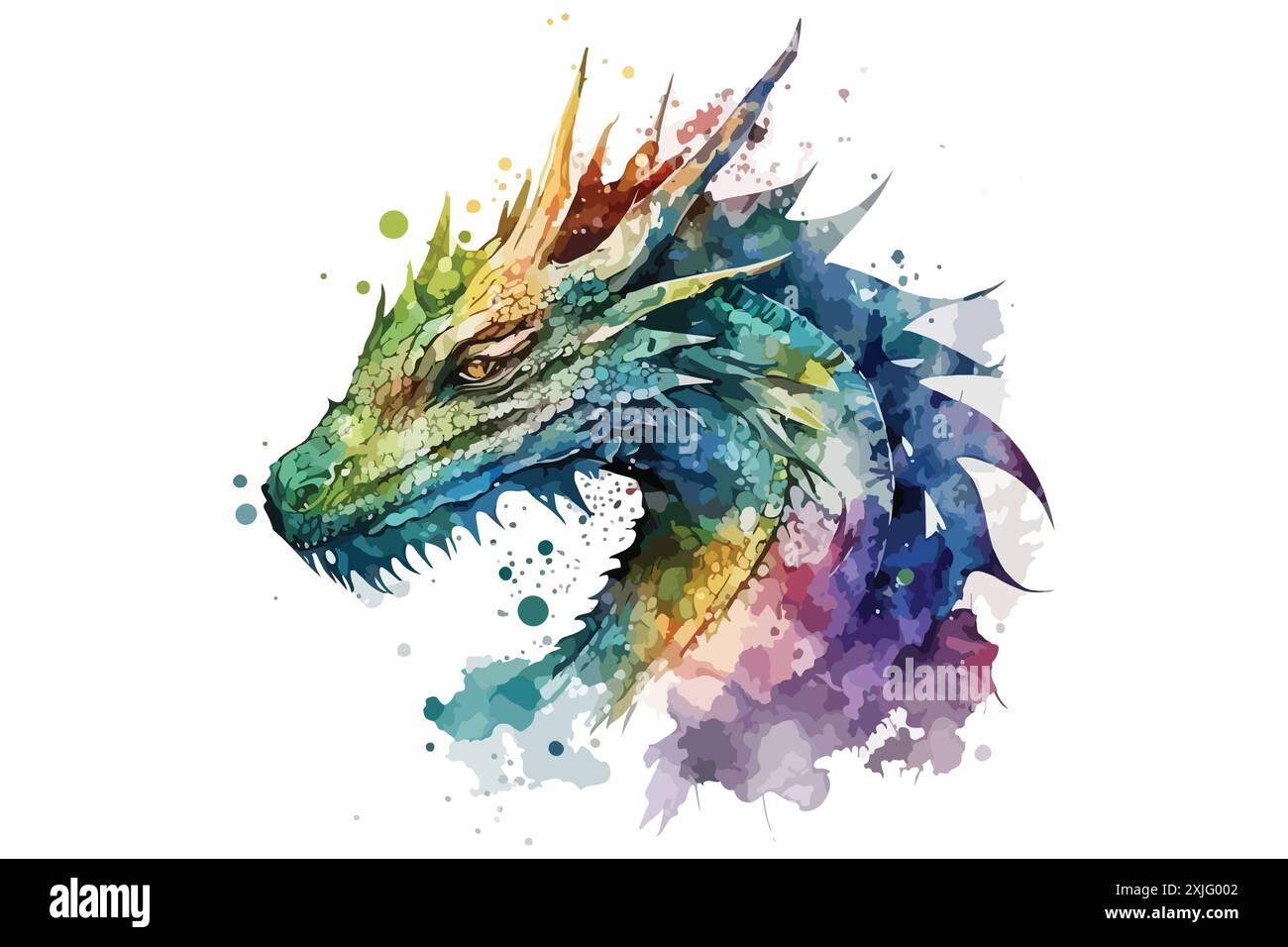 Dragon Watercolor vector illustration Stock Vector Image & Art - Alamy