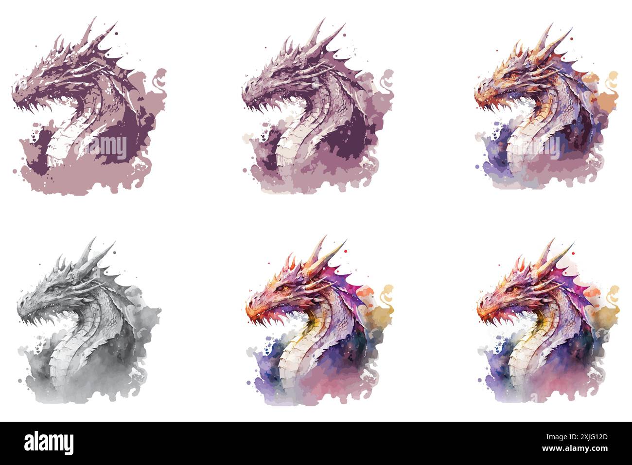 Dragon Watercolor vector illustration Stock Vector Image & Art - Alamy