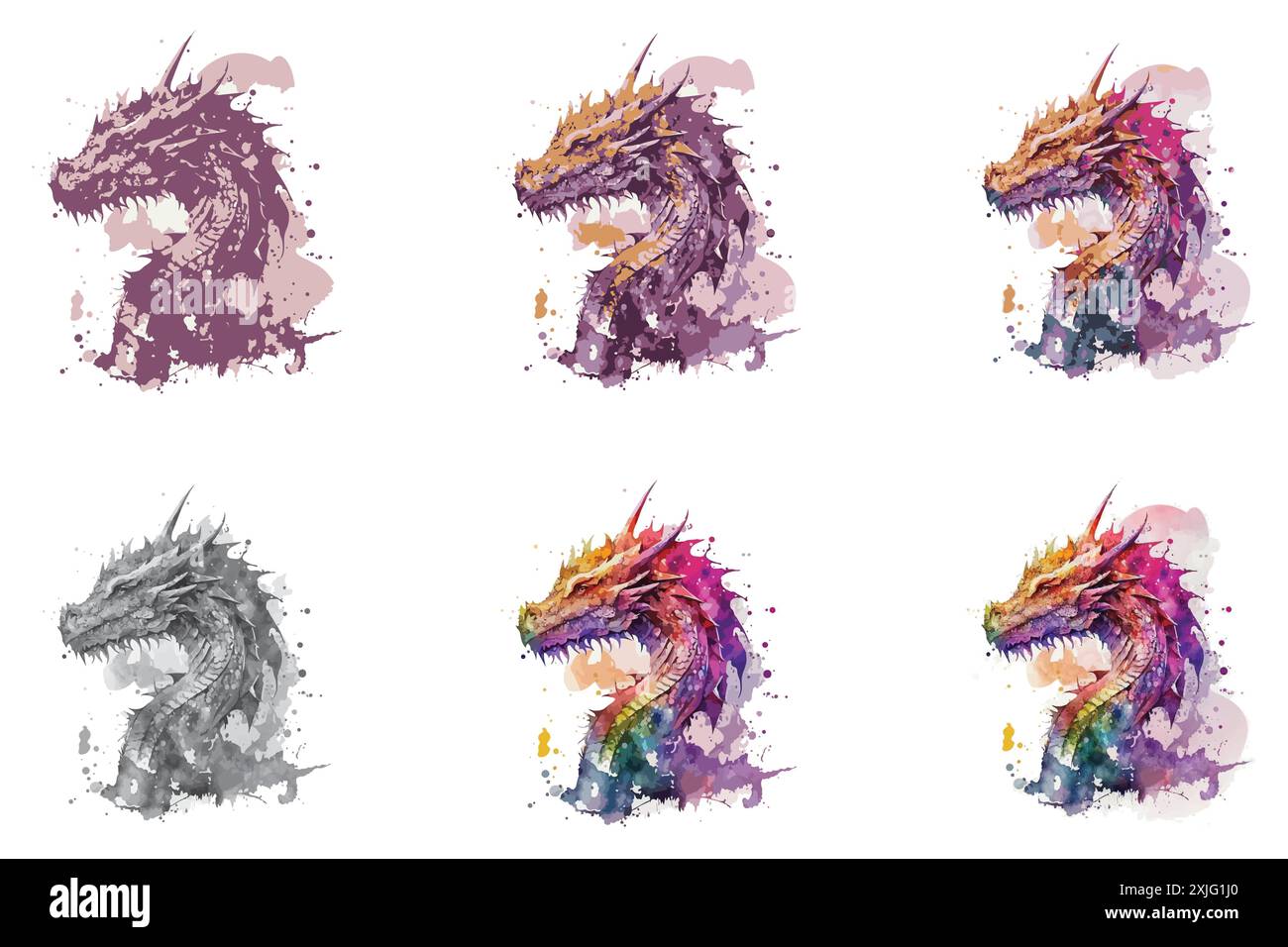 Dragon Watercolor vector illustration Stock Vector Image & Art - Alamy