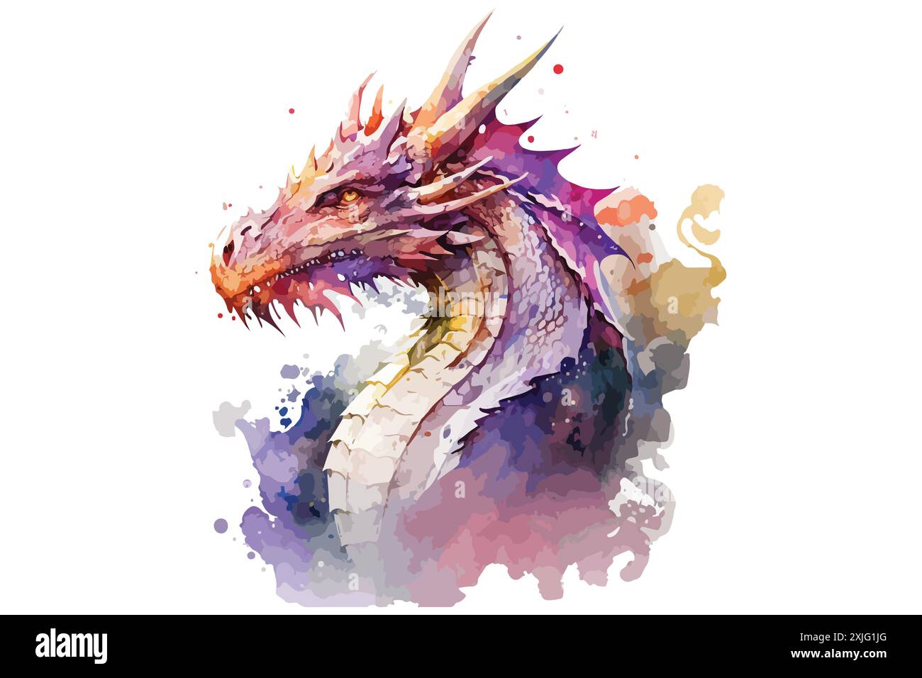 Dragon Watercolor vector illustration Stock Vector Image & Art - Alamy