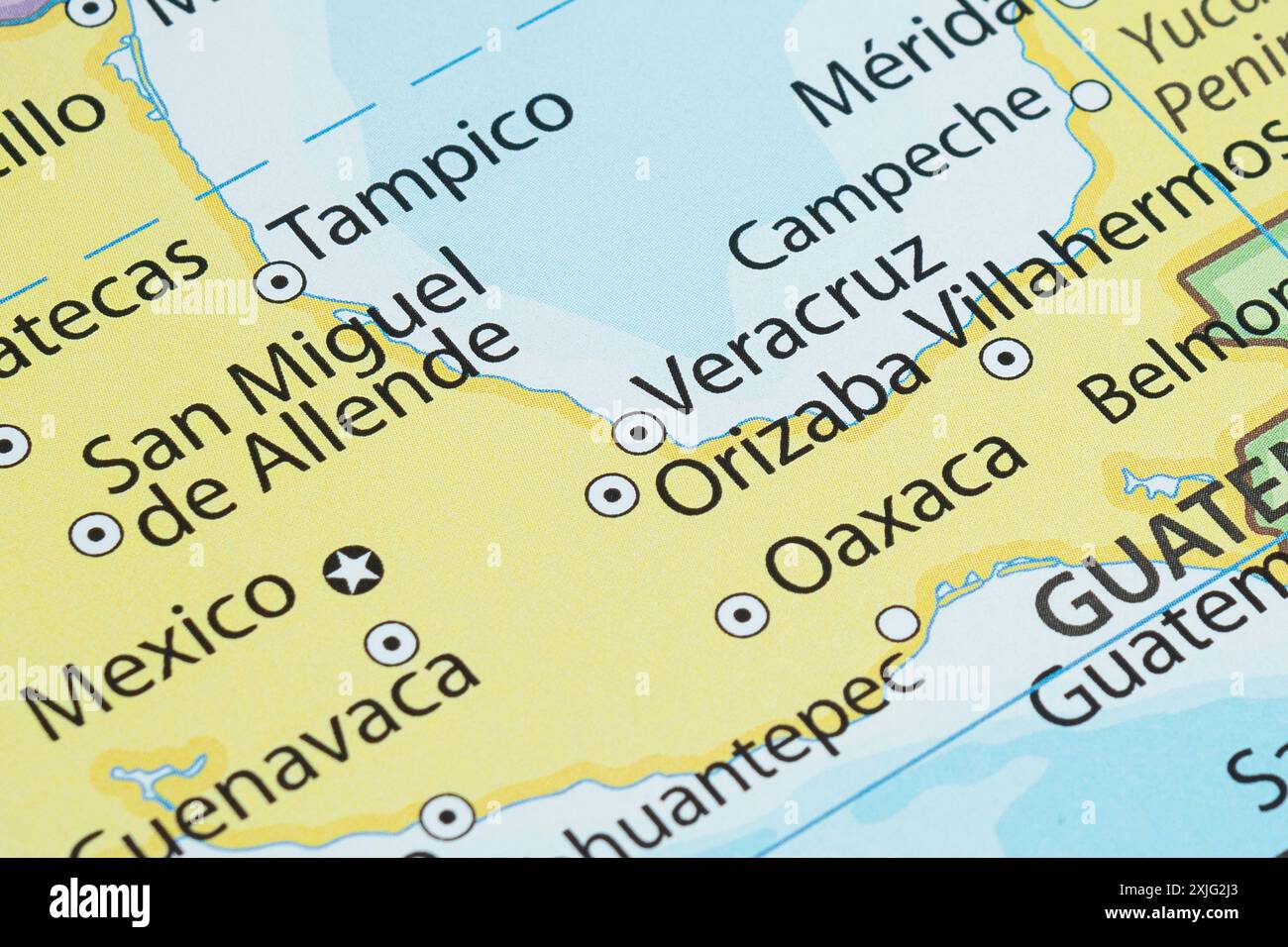 Macro photography of Veracruz city into political mexican map with ...