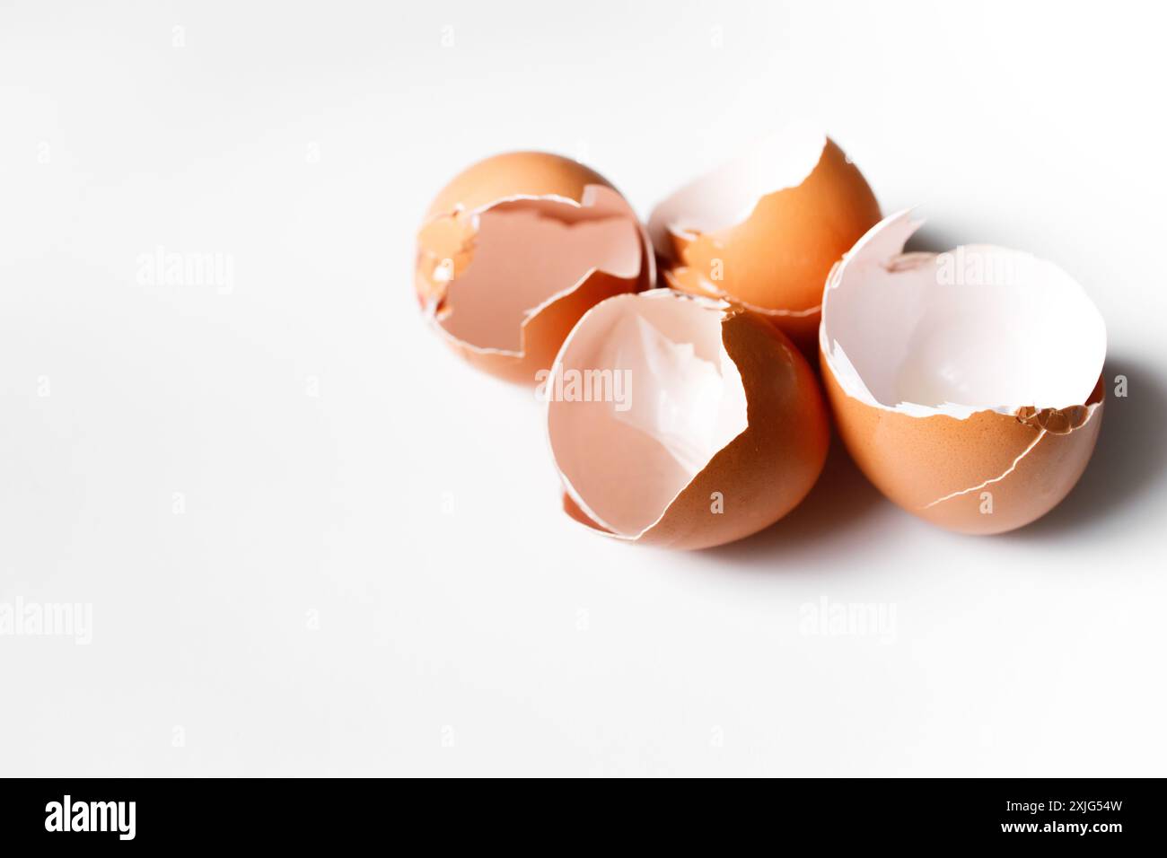 Eggshells on white background Stock Photo