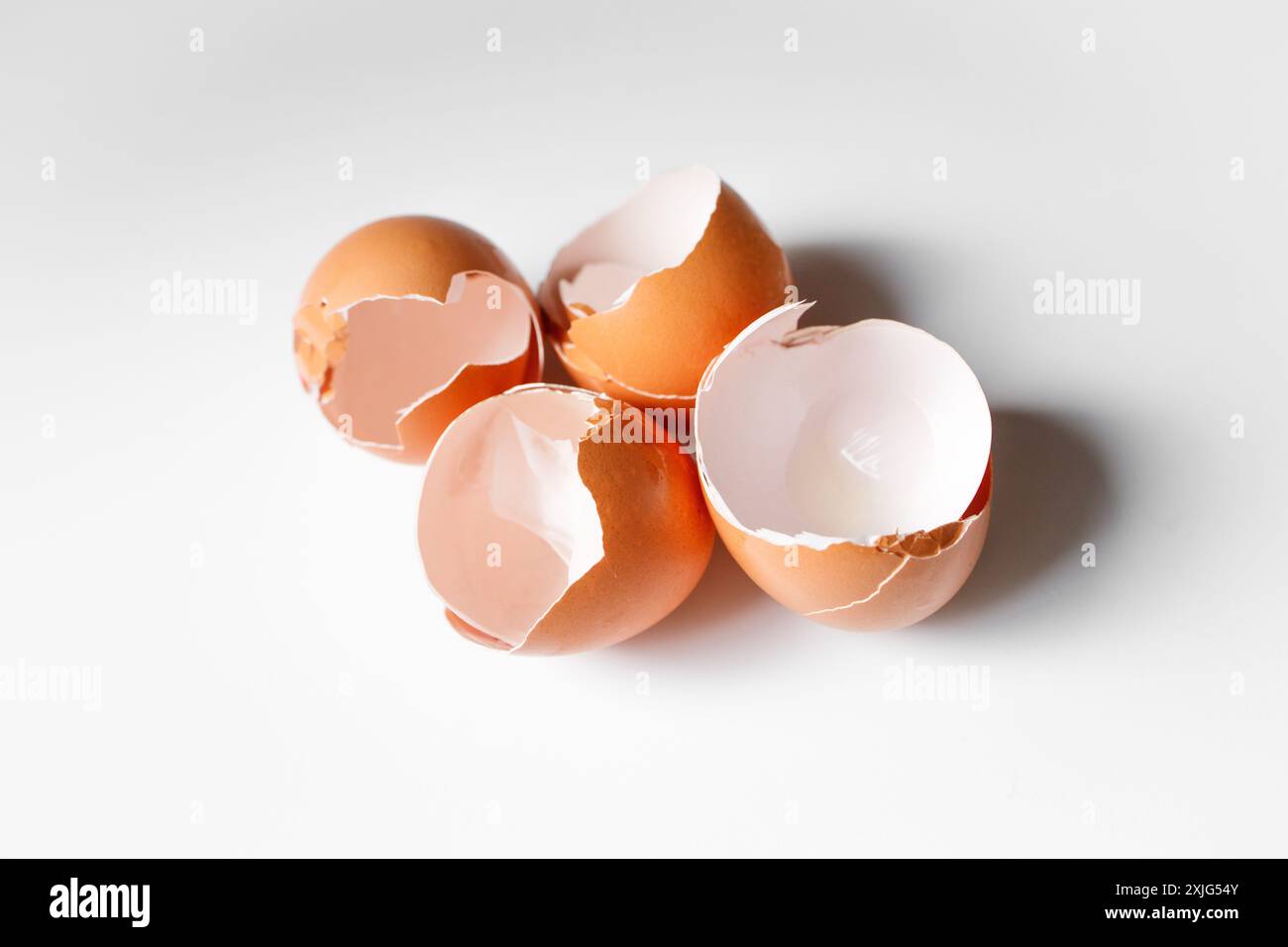 Eggshells on white background Stock Photo