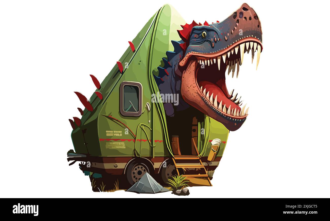 Dinosaur Camping vector illustration Stock Vector Image &amp; Art - Alamy