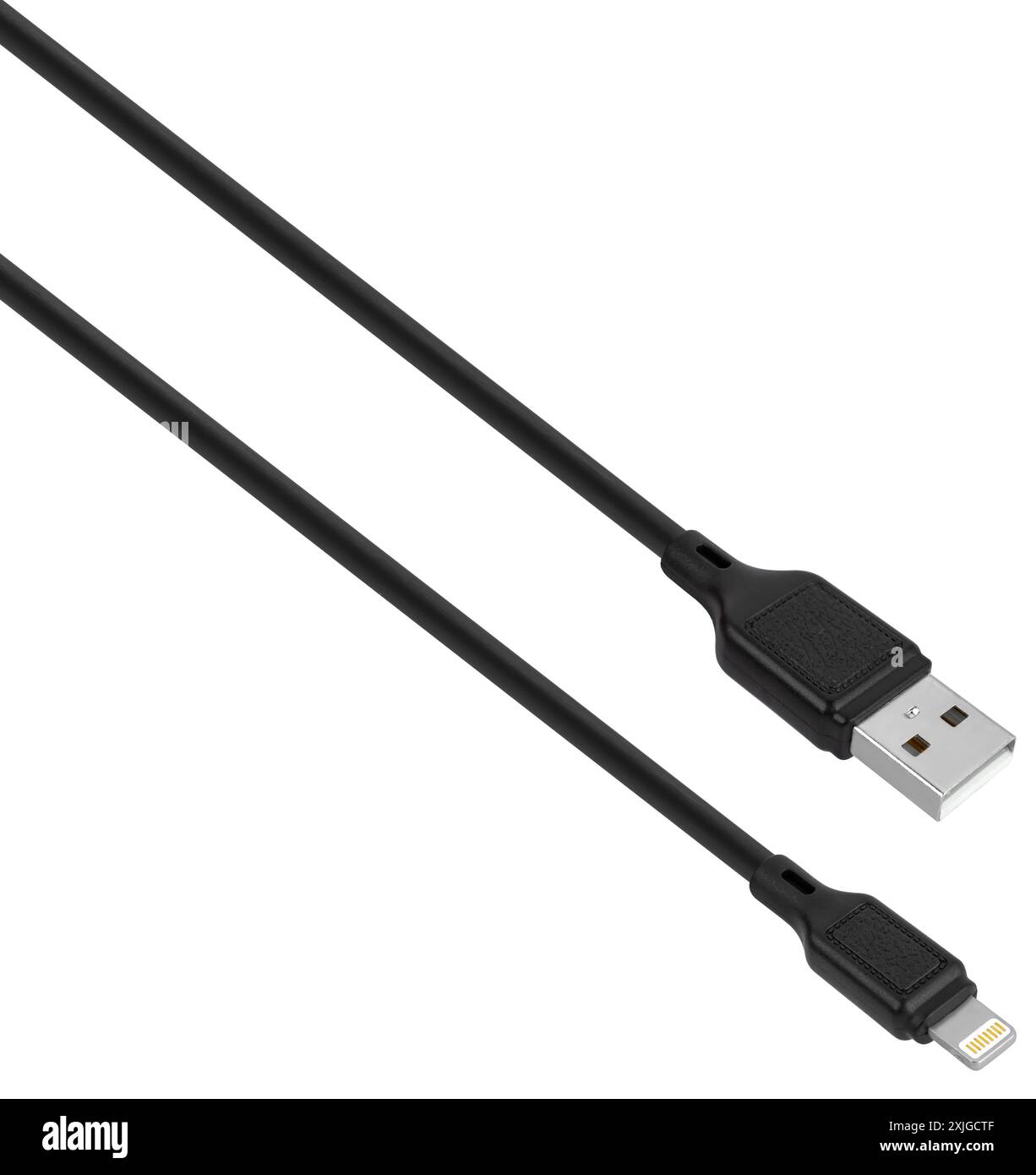 cable with Lightning and USB connector on white background in insulation Stock Photo