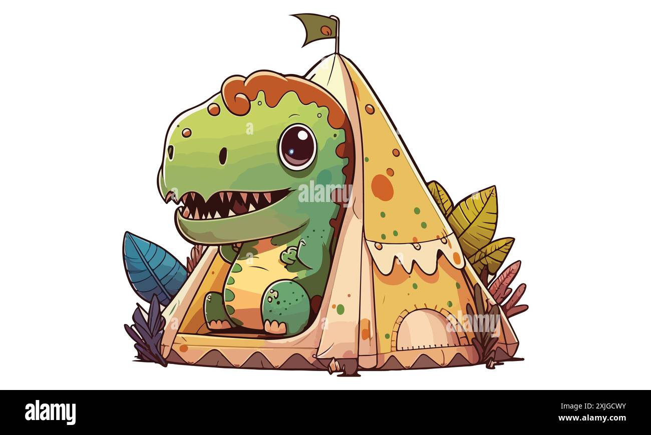 Dinosaur Camping vector illustration Stock Vector Image &amp; Art - Alamy