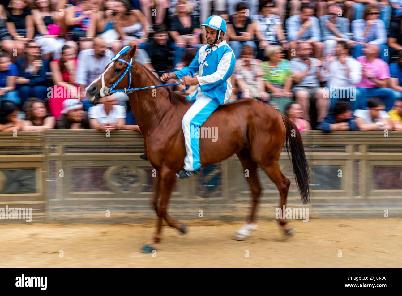 Jockeys Wearing Their Contrada Colours Take Part In The Last Of Three ...