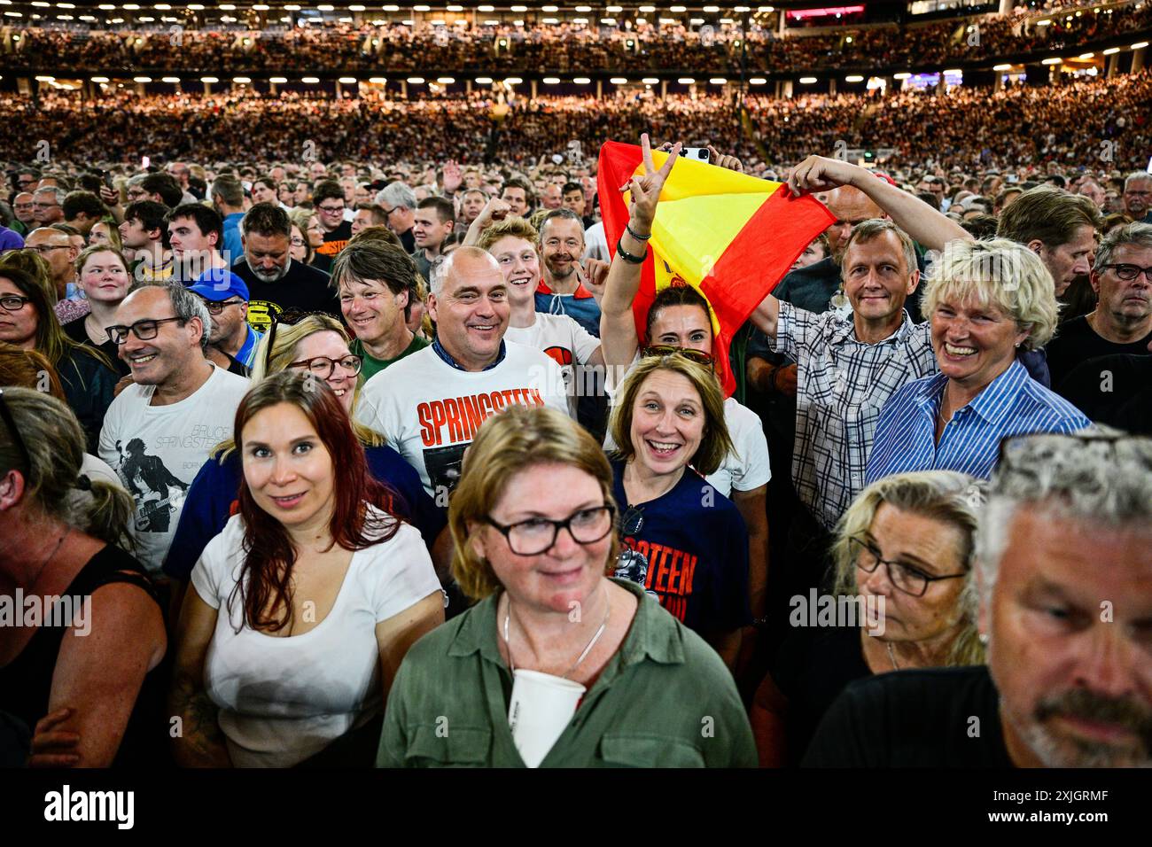 Stockholm, Sweden. 18th July, 2024. STOCKHOLM, SWEDEN 20240718Audience when Bruce Springsteen & the E street band play at Strawberry arena on Thursday evening, the second concert in Stockholm. Photo: Magnus Lejhall/TT/Code 10658 Credit: TT News Agency/Alamy Live News Stock Photo