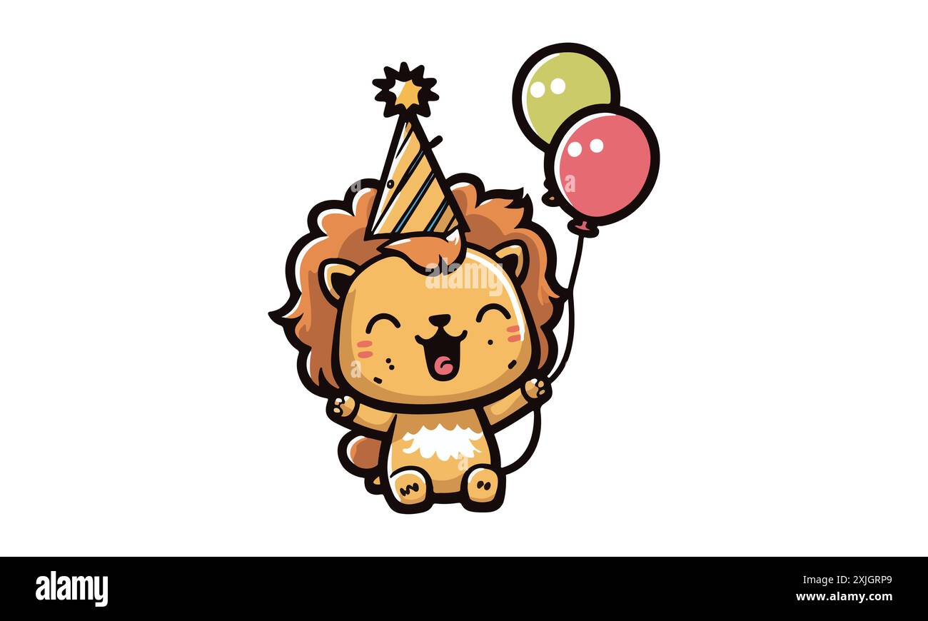 Lion Birthday Vector Illustration Stock Vector Image & Art - Alamy