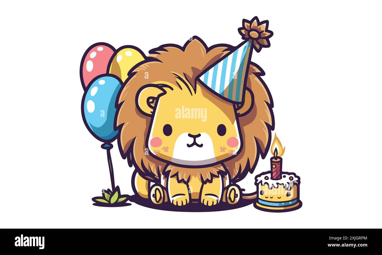 Lion Birthday Vector Illustration Stock Vector Image & Art - Alamy