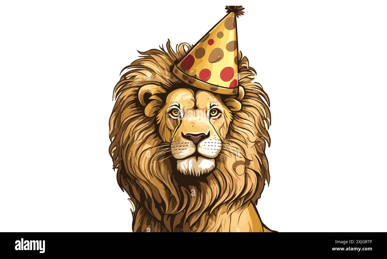 Lion Birthday Vector Illustration Stock Vector Image & Art - Alamy
