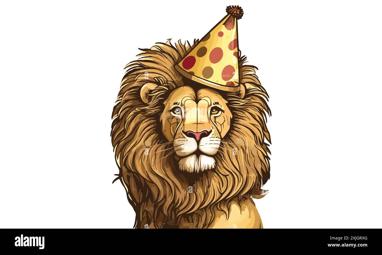 Lion Birthday Vector Illustration Stock Vector Image & Art - Alamy